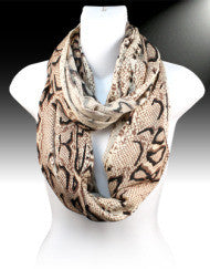 Beautiful Brown Snake Print Infinity Scarf