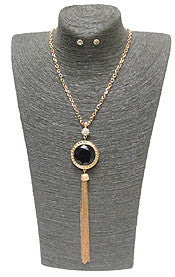 Ebony & Ivory Flawless Facet Stone Chain Tassel Drop Necklace