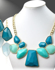 Island Blue Abstract Necklace Set