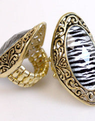 Antique Zebra Print Fashion Ring