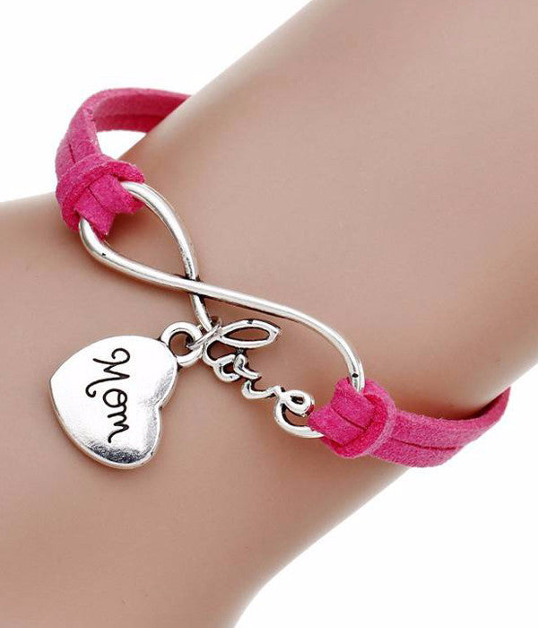 Mothers' Day Infinity Love Heart Leather Bracelet