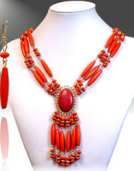 On the Bright Side Necklace Set-Orange