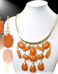 Falling Abstract Necklace Set (Orange & Blue)