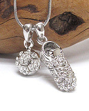Soccer Shoe and Ball Dual Pendant Necklace